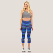 Glühende mehrfarbige Rays Capri Leggings (Vorderseite)