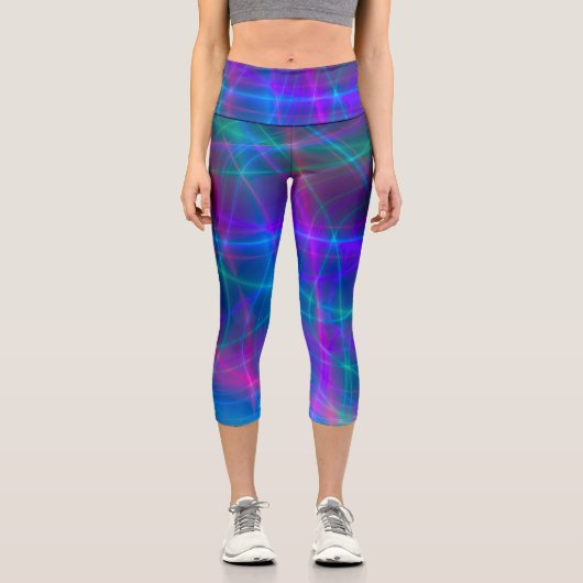 Glühende mehrfarbige Rays Capri Leggings (Vorderseite)