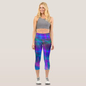 Glühende mehrfarbige Rays Capri Leggings (Vorderseite)