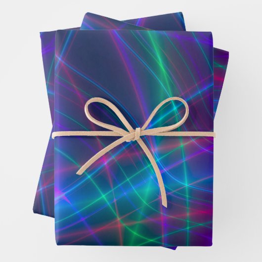 Glühende mehrfarbige Rays Geschenkpapier Set (Beispiel)