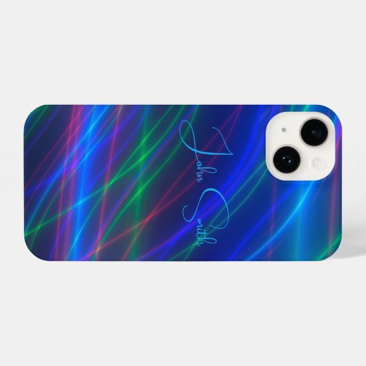 Glühende mehrfarbige Rays Monogram iPhone Hülle (Rückseite (Horizontal))