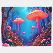 Glühende Mushroom-Magie Fleecedecke (Vorderseite (Horizontal))