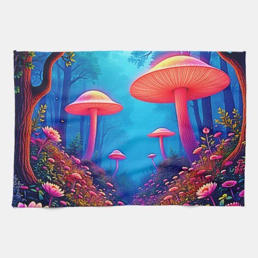 Glühende Mushroom-Magie Geschirrtuch (Horizontal)