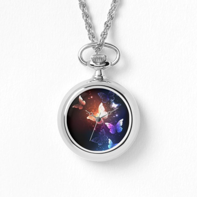Glühende Nachtschmetterlinge Armbanduhr (Vorderseite)