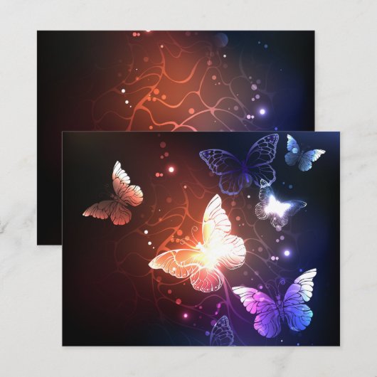 Glühende Nachtschmetterlinge Begleitkarte (Vorne/Hinten)