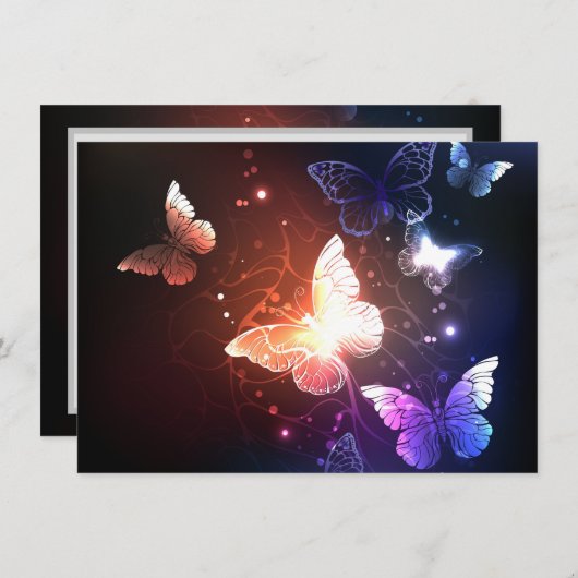 Glühende Nachtschmetterlinge Begleitkarte (Vorne/Hinten)
