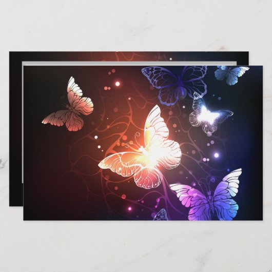 Glühende Nachtschmetterlinge Briefpapier (Vorne/Hinten)