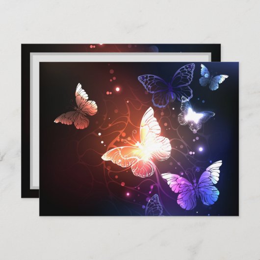 Glühende Nachtschmetterlinge Dankeskarte (Vorne/Hinten)