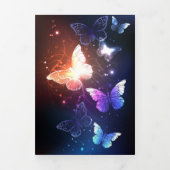 Glühende Nachtschmetterlinge Dreifach Gefaltete Einladung (Cover)