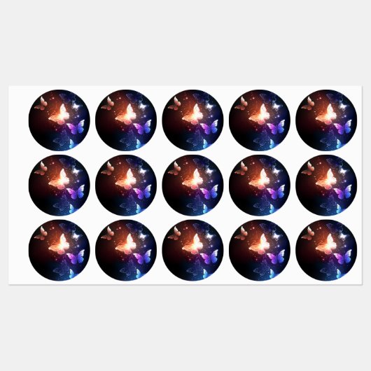 Glühende Nachtschmetterlinge Etiketten (Blatt)