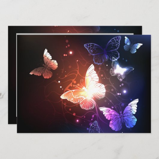 Glühende Nachtschmetterlinge Feiertagskarte (Vorne/Hinten)