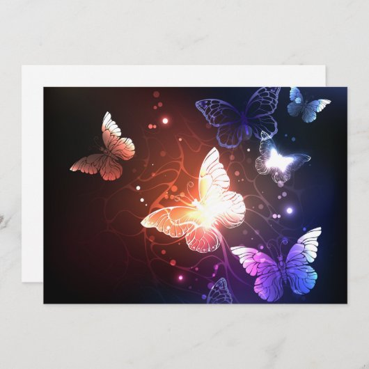 Glühende Nachtschmetterlinge Feiertagskarte (Vorne/Hinten)