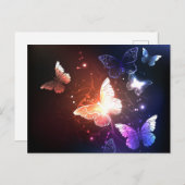 Glühende Nachtschmetterlinge Feiertagspostkarte (Vorne/Hinten)