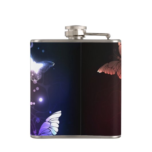 Glühende Nachtschmetterlinge Flachmann (Rückseite)