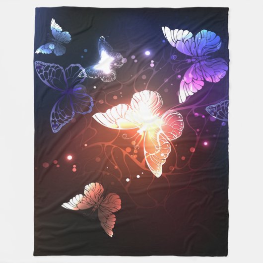 Glühende Nachtschmetterlinge Fleecedecke (Vorderseite)