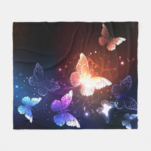 Glühende Nachtschmetterlinge Fleecedecke (Vorderseite (Horizontal))