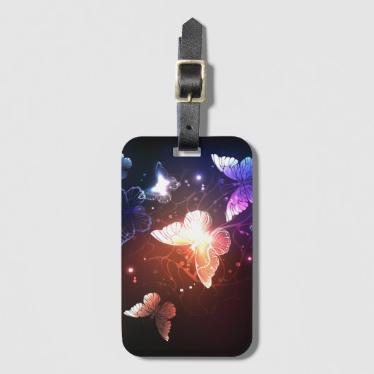 Glühende Nachtschmetterlinge Gepäckanhänger (Vorderseite Vertikal)