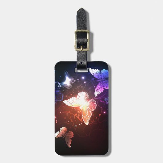 Glühende Nachtschmetterlinge Gepäckanhänger (Vorderseite vertikal)