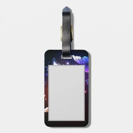 Glühende Nachtschmetterlinge Gepäckanhänger (Rückseite vertikal)