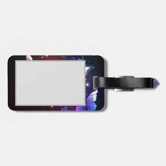 Glühende Nachtschmetterlinge Gepäckanhänger (Rückseite horizontal)