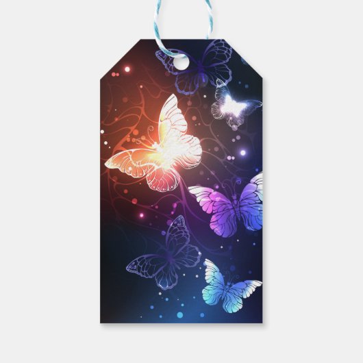 Glühende Nachtschmetterlinge Geschenkanhänger (Rückseite)