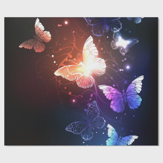 Glühende Nachtschmetterlinge Geschenkpapier (Flach)