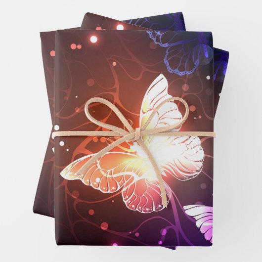 Glühende Nachtschmetterlinge Geschenkpapier Set (Beispiel)