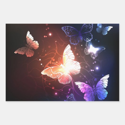 Glühende Nachtschmetterlinge Geschenkpapier Set (Vorderseite)