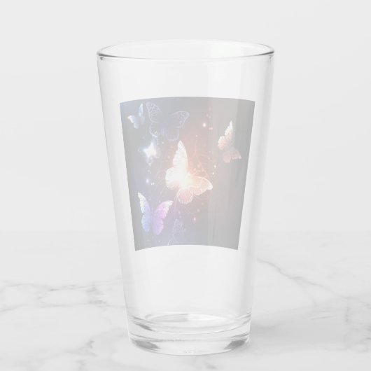 Glühende Nachtschmetterlinge Glas (Rückseite)