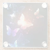 Glühende Nachtschmetterlinge Glasuntersetzer (Rückseite)