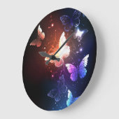 Glühende Nachtschmetterlinge Große Wanduhr (Winkel)