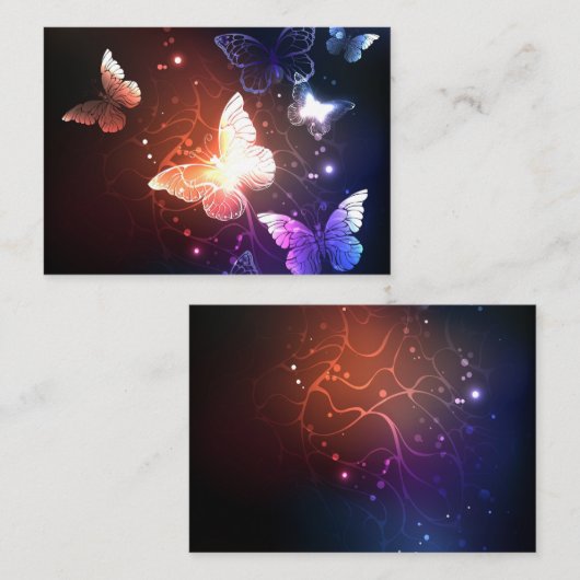 Glühende Nachtschmetterlinge Hinweiskarte (Vorne/Hinten)