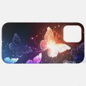 Glühende Nachtschmetterlinge iPhone Hülle (Hinten horizontal)