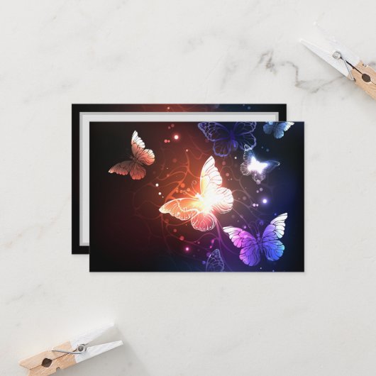 Glühende Nachtschmetterlinge Karte (Vorderseite/Rückseite Beispiel)