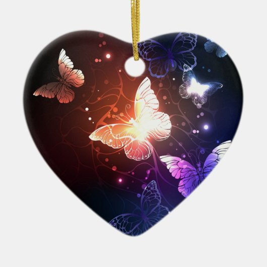 Glühende Nachtschmetterlinge Keramik Ornament (Vorne)