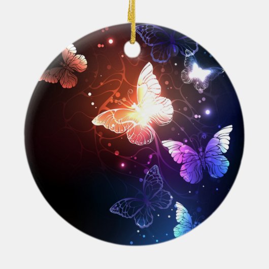 Glühende Nachtschmetterlinge Keramik Ornament (Hinten)