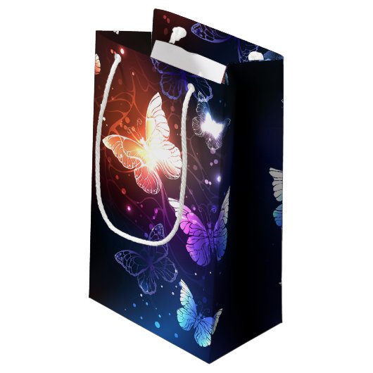 Glühende Nachtschmetterlinge Kleine Geschenktüte (Rückseite Schrägansicht)