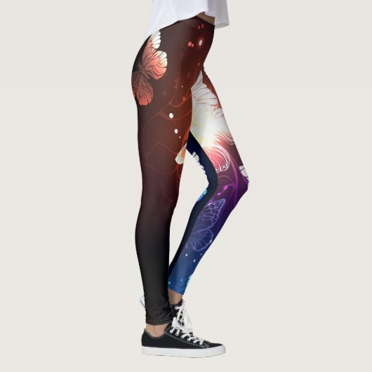 Glühende Nachtschmetterlinge Leggings (Rechts)