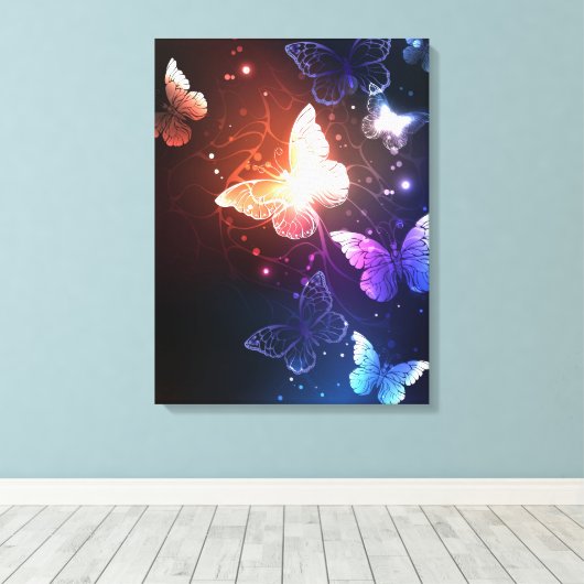 Glühende Nachtschmetterlinge Leinwanddruck (Insitu (Holzboden))