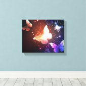 Glühende Nachtschmetterlinge Leinwanddruck (Insitu (Holzboden))