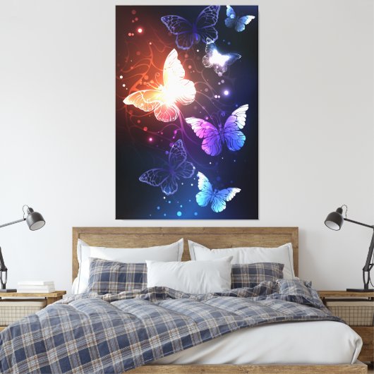 Glühende Nachtschmetterlinge Leinwanddruck (Insitu (Schlafzimmer))