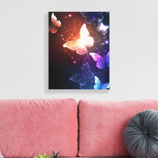Glühende Nachtschmetterlinge Leinwanddruck (Insitu (Wohnzimmer))
