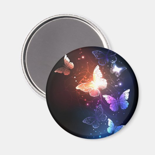 Glühende Nachtschmetterlinge Magnet (Vorderseite/Rückseite)