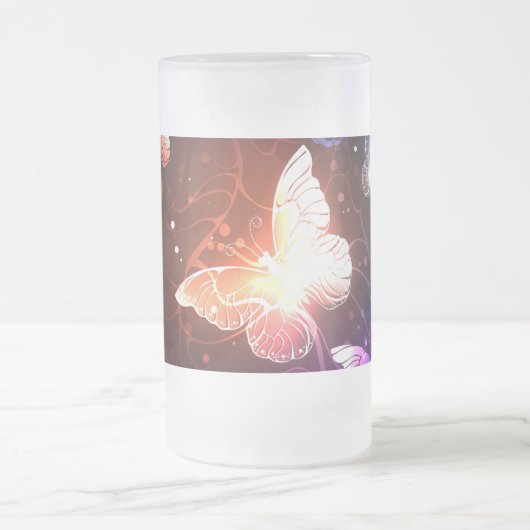 Glühende Nachtschmetterlinge Mattglas Bierglas (Mittel)