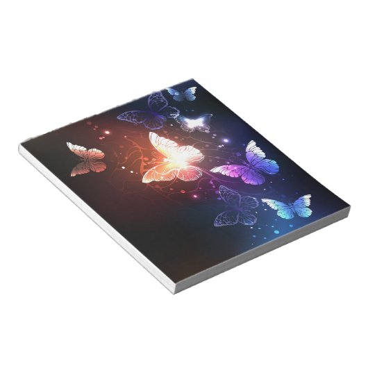 Glühende Nachtschmetterlinge Notizblock (angewinkelt)