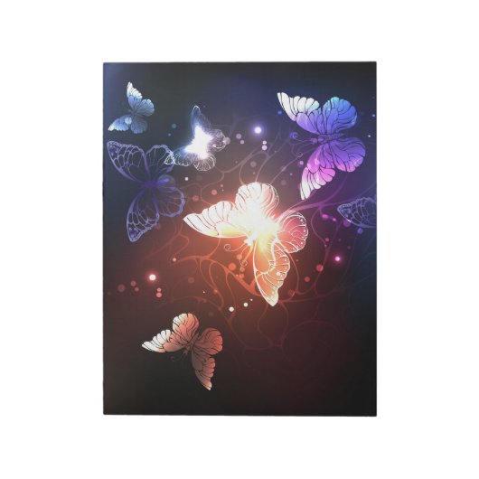 Glühende Nachtschmetterlinge Notizblock (Rotiert)