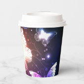 Glühende Nachtschmetterlinge Pappbecher (Rückseite)