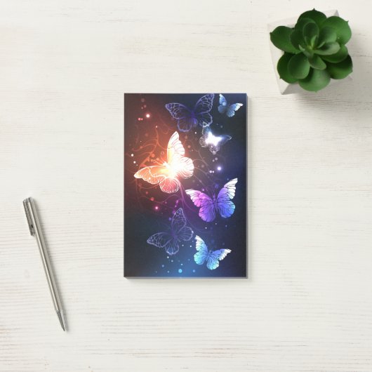 Glühende Nachtschmetterlinge Post-it Klebezettel (Büro)