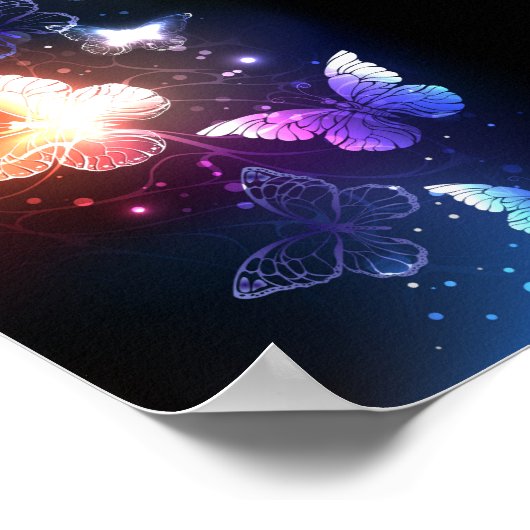 Glühende Nachtschmetterlinge Poster (Ecke)