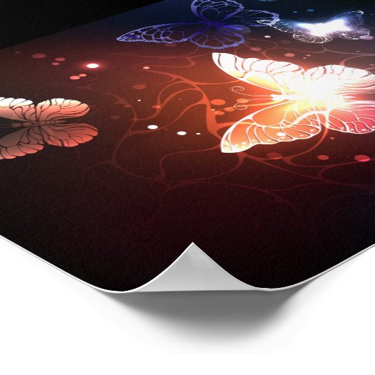 Glühende Nachtschmetterlinge Poster (Ecke)